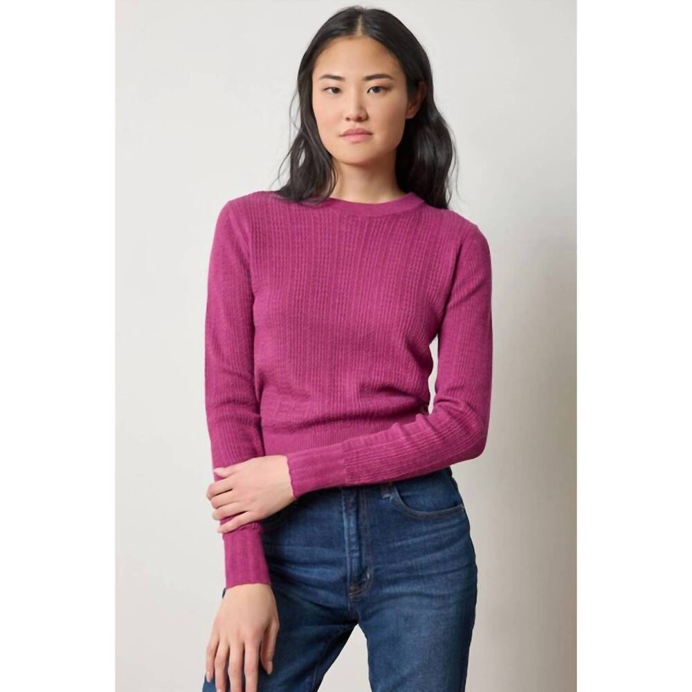 NEW LILLA P multi stitch pullover sweater in dahlia